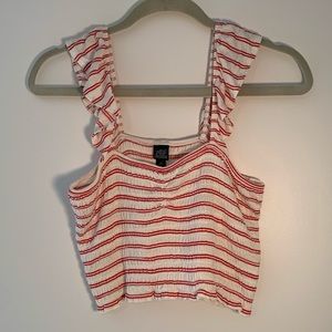 Red and white crocs top